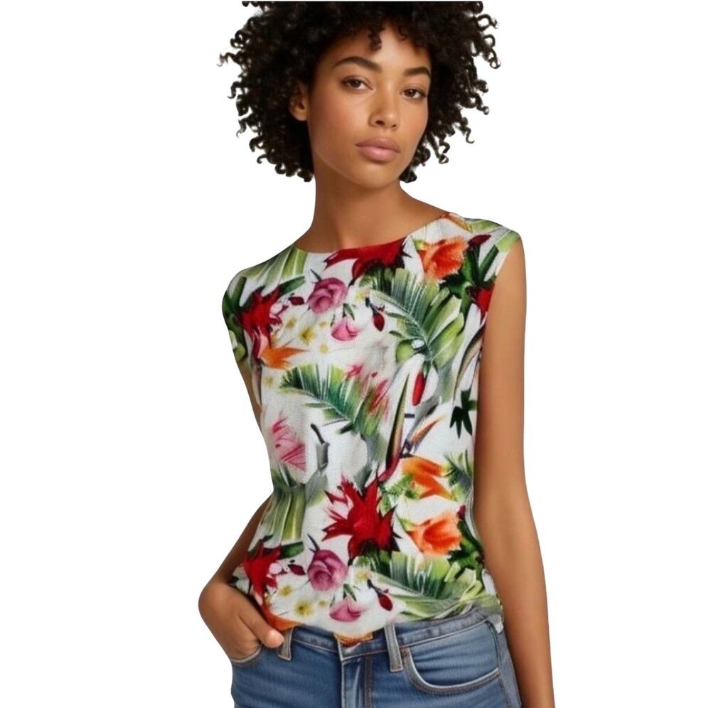 Luisa Ricci Women’s tropical print sleeveless sweater tank Size S